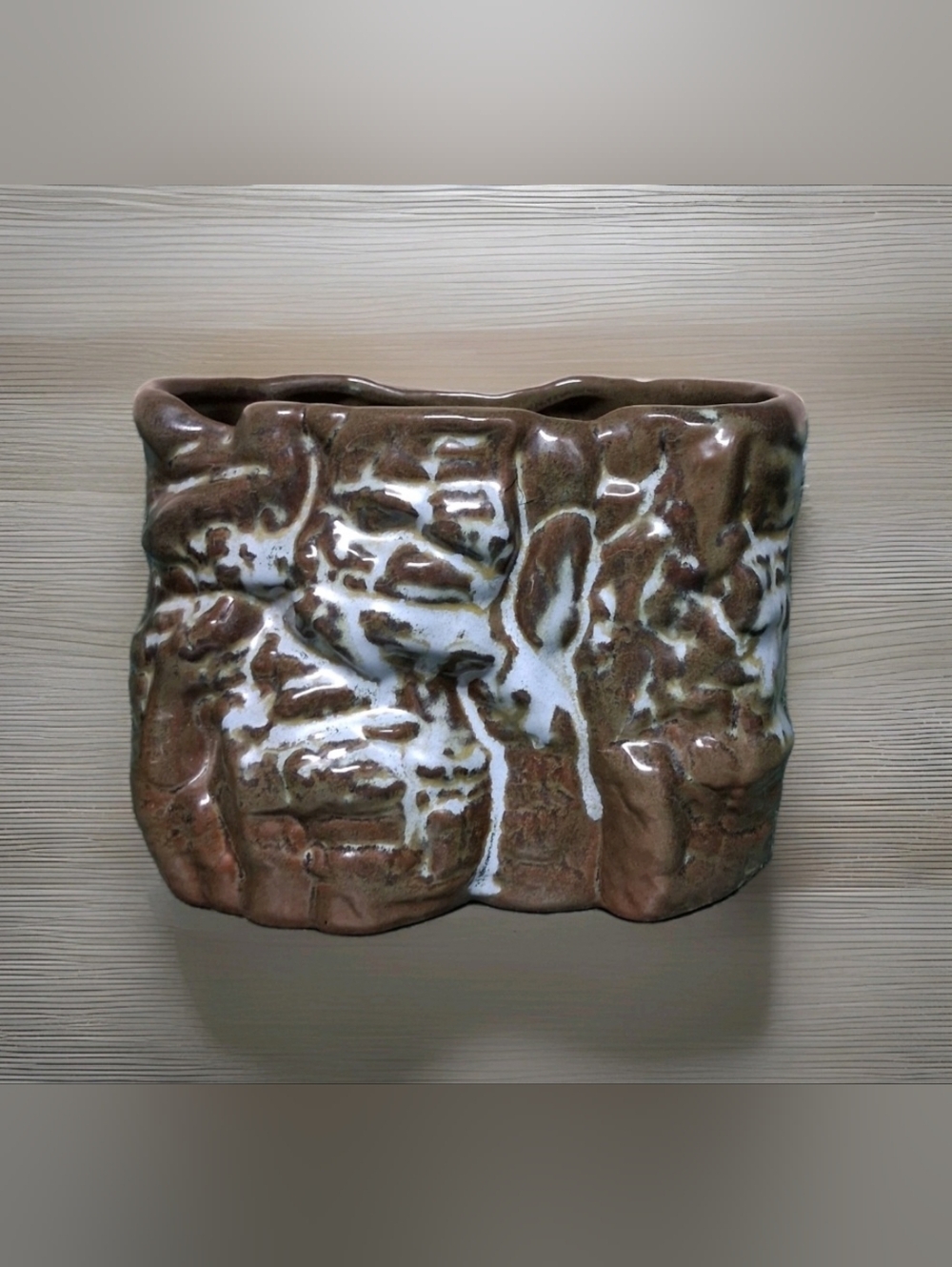 Vintage Frankoma Pottery Cork Bark Planter Woodland Moss